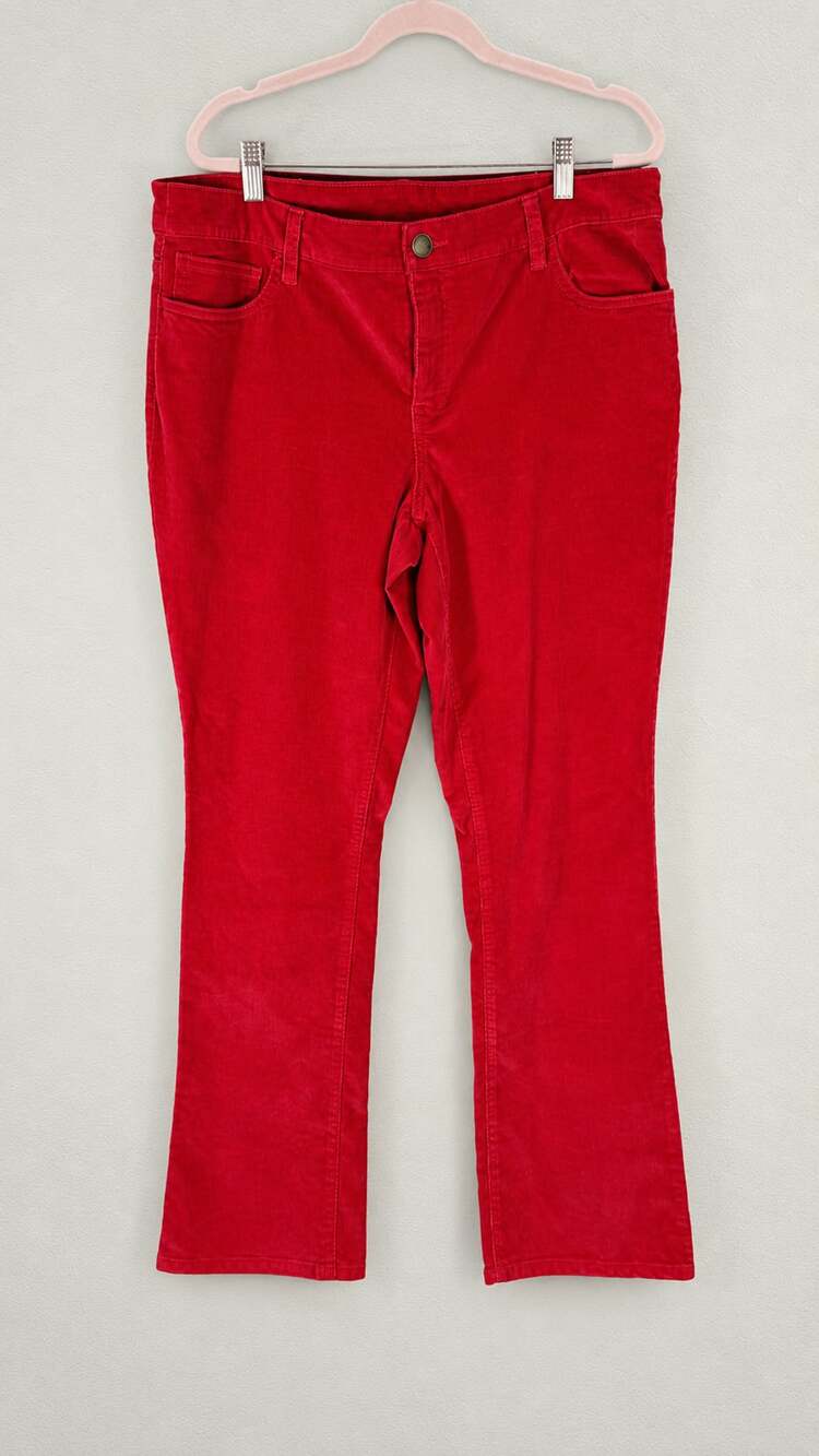 Style & Co Red Corduroy Bootcut Pants Stretch Size 14